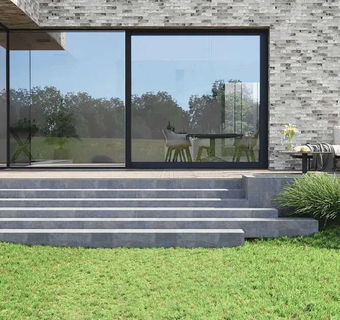 Reynaers MasterPatio Außenansicht mit Terrasse