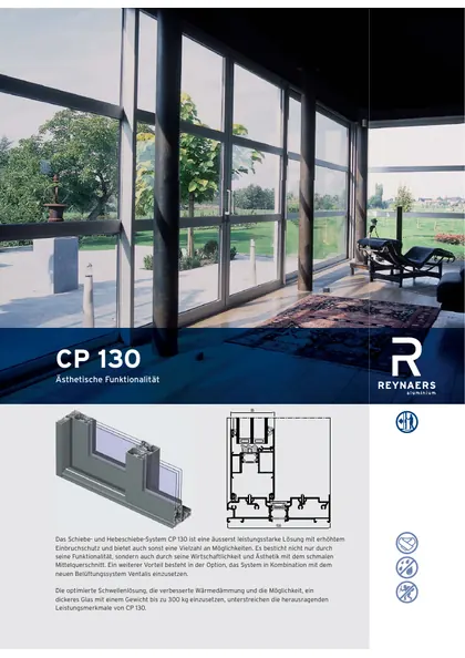 Titelseite der deutschen Reynaers ConceptPatio 130 Produktbroschüre