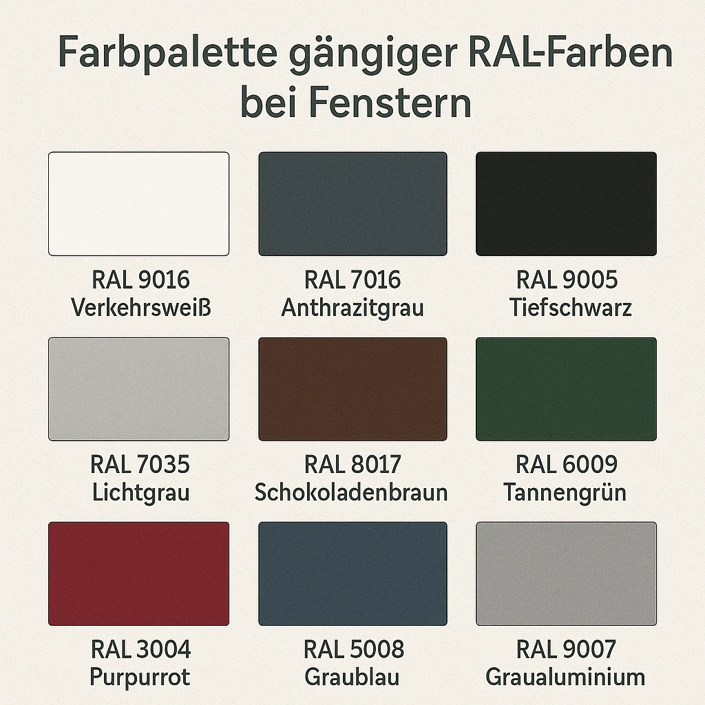 RAL-Farbkarte für Aluminium-Oberflächen