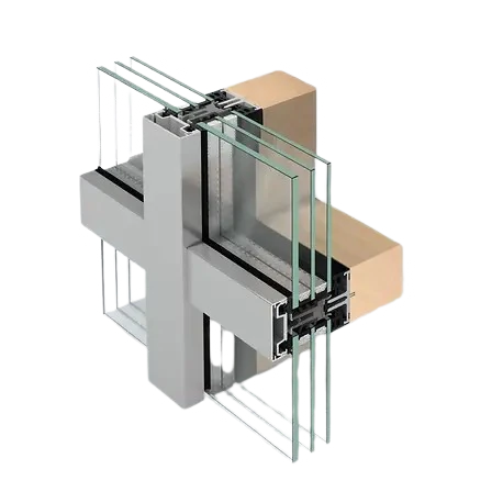 Profilquerschnitt der Schüco AOC 50 TI Holz-Aluminium-Fassade