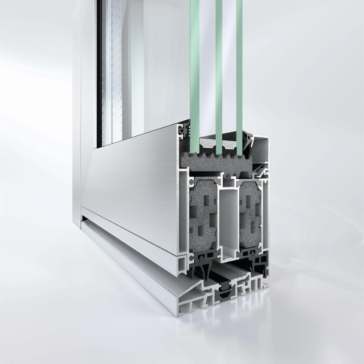 Hochgedämmtes Schüco AD UP 90.SI Aluminium-Eingangstürprofil mit Dämmeinlagen